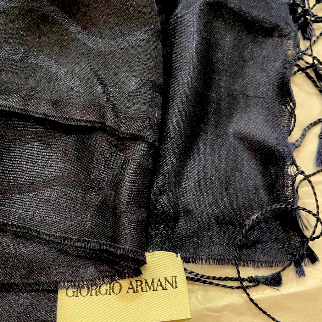 Giorgio Armani SilkCashmere Scarf Navy Blue